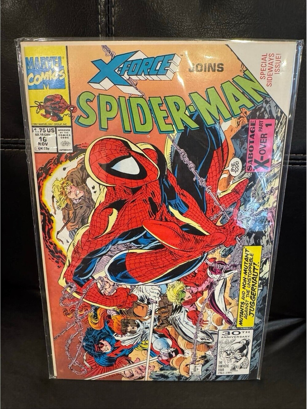 Spider-Man #16 Marvel 1991 Todd McFarlane X-Force Sabotage Part 1 Sideways